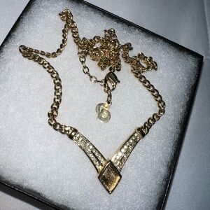Christian Dior Gold-Tone Crystal Necklace – Vintage / Authentic